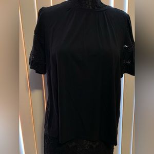 Black top with lace sleeve